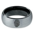 thumbnail image 2 of Tungsten Security Fingerprint Scan Band Ring 8mm Men Women Comfort Fit Black Dome Brushed Gray Polished, 2 of 4