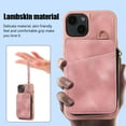 thumbnail image 6 of Crossbody Wallet Case for iPhone 15, Zipper Pocket Case with Card Holder, PU Leather Protective Cover Case with Kickstand Detachable Wrist Strap Lanyard for 6.1", Pink, 6 of 8