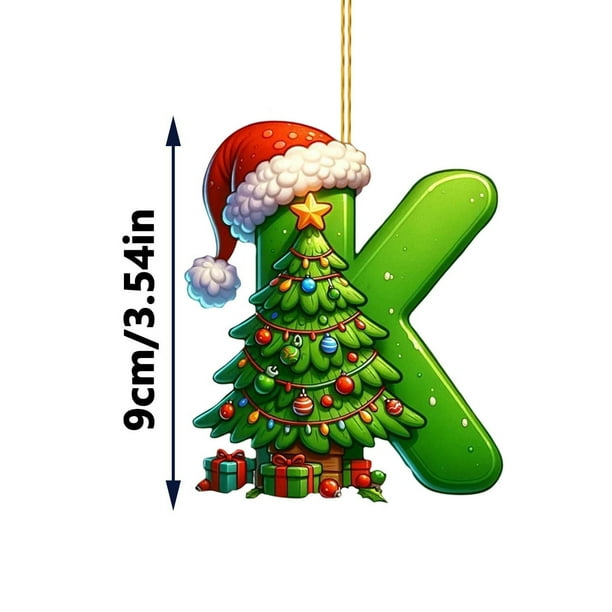 Rapeiae 2D Acrylic Christmas Tree 26 Letter Pendant Decorative Gift Family Christmas Party Pendants