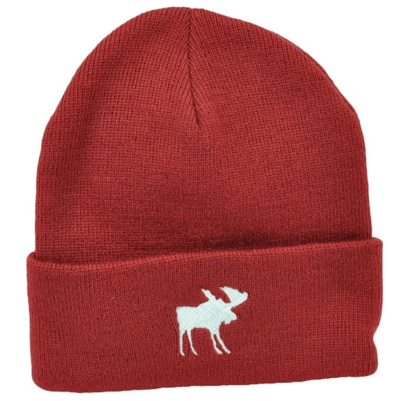 Moose New Hampshire Cuffed Thick Knit Beanie Granite State City USA Maroon