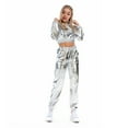 thumbnail image 2 of IBTOM CASTLE Women's Rave Outfit Shiny Crop Top Hoodie Casual Long Pants Hooded Workout Sweatshirt Dance Clubwear L Silver, 2 of 8