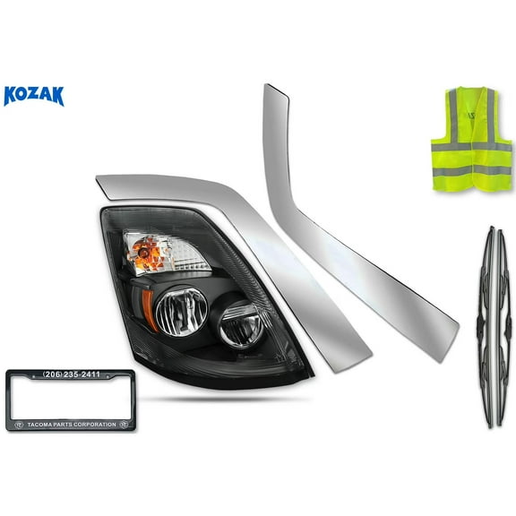 KOZAK Compatible with Volvo VNL 630 670 730 780 2004-2017 Full Led Headlight Black Right Side