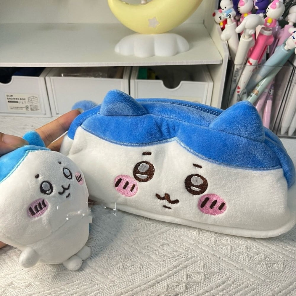 Chiikawa Cute Hachiware Embroidered Pencil Case Usagi Cartoon Large Capacity Stationery Box Pen Storage Organizer