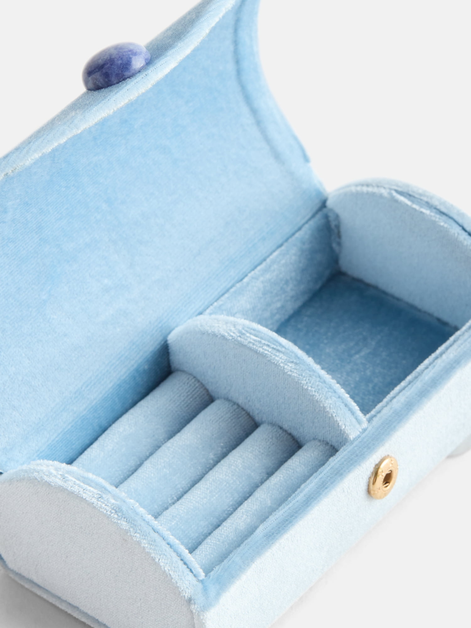 Scenario Women's Curved Faux Velvet Jewelry Organizer, Light Blue