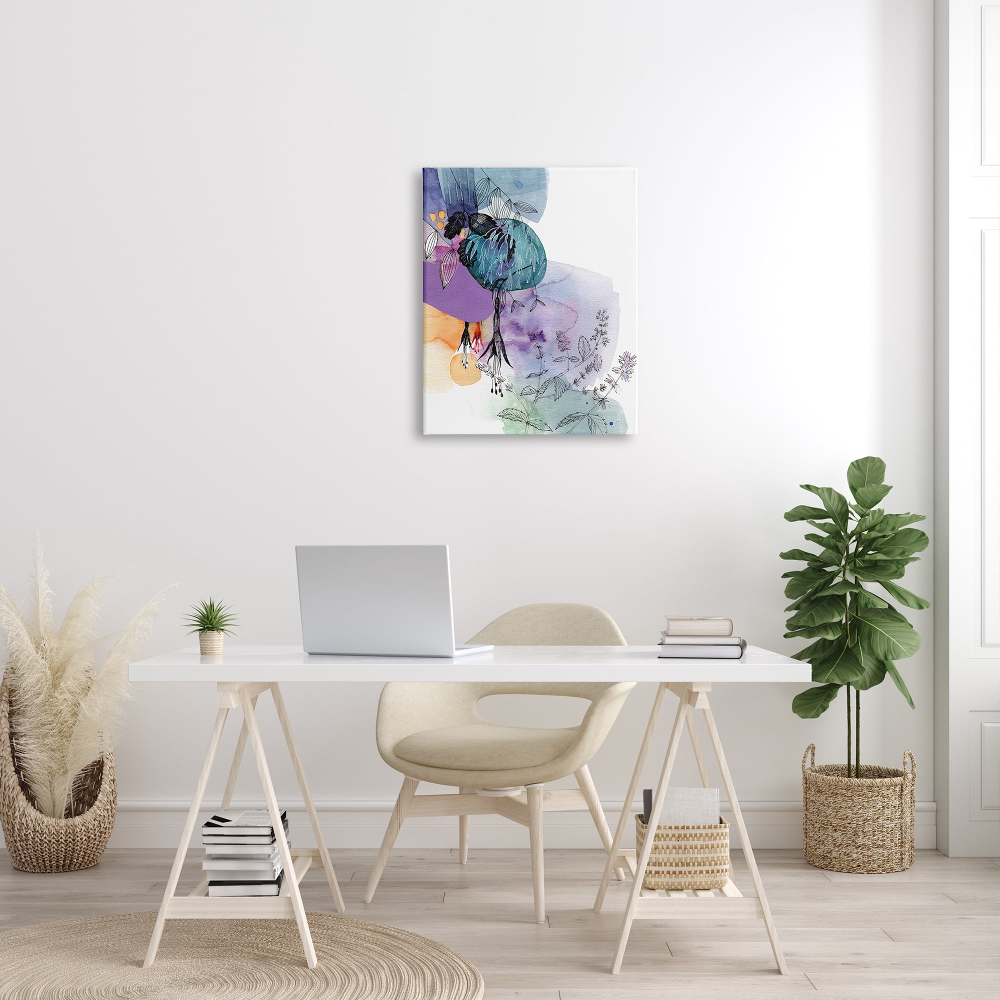 Stupell Indtries Modern Tropical Forest Flowers Sketch Abstract Watercolor Shapes,24 x 30,Design by Verbrugge Watercolor