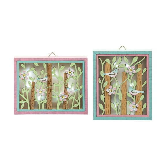Songbird Easter Spring Shadowbox Light-Up Led Set of 2
