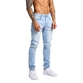 thumbnail image 3 of hirigin Men Spring Skinny Jeans, Fashion Solid Color Low-Waist Slim-Fit Denim Pants for Street, Daily Life, Light Blue/Black, 3 of 5