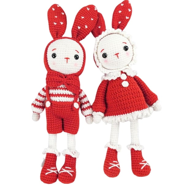 Advancent Kit de Ganchillo para Principiantes Lindos Conejos Incluye Hilo, Gancho, Accesorios Verde Almacenamiento y organización del hogar Rojo