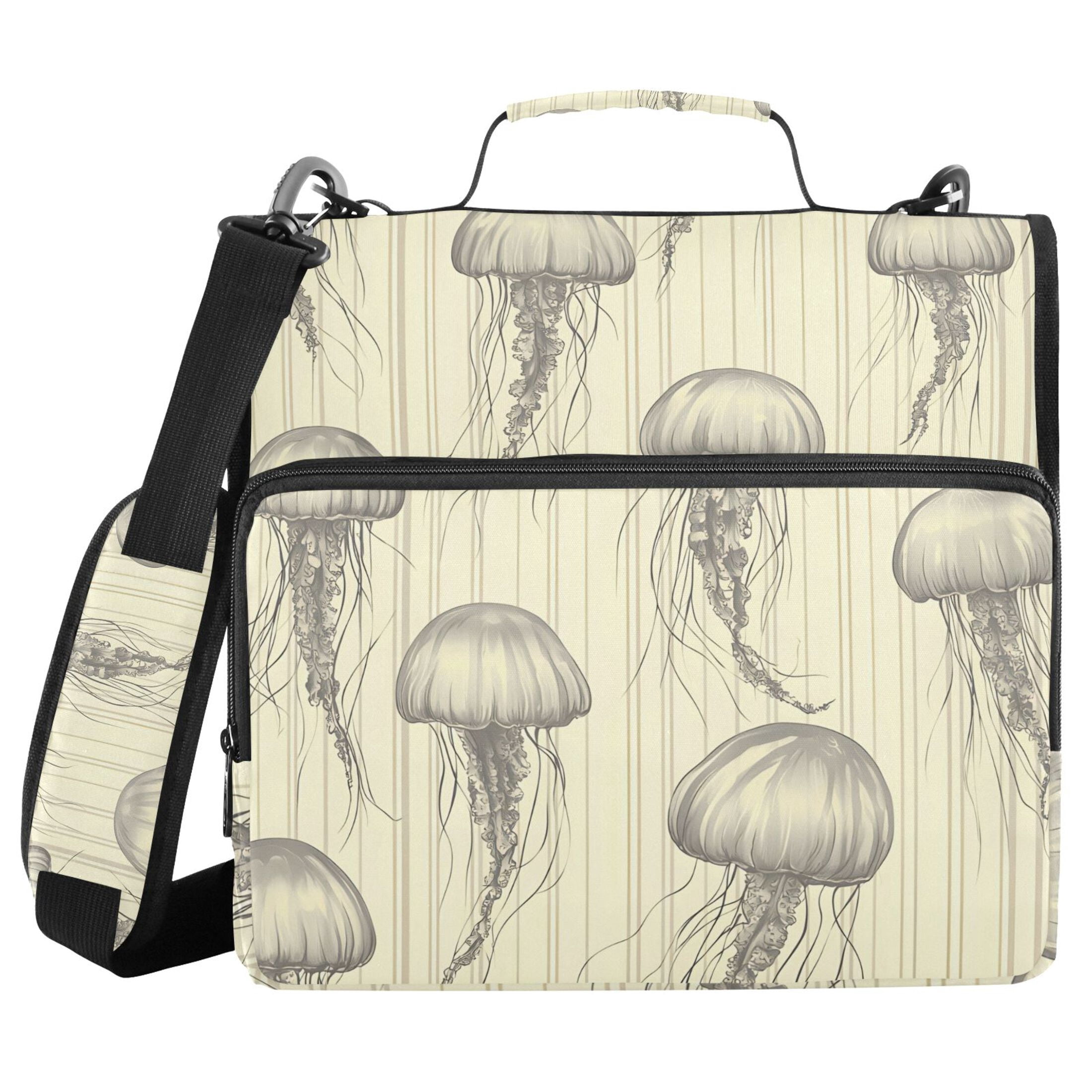 ALAZA Zipper Binder Retro Jellyfish Stripes 3 Ring Trapper Keeper File Folder Organizer Bag