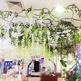 thumbnail image 6 of Ludlz 1Pc Artificial Wisteria Vine Ratta Silk Hanging Flower Garland Vine Wedding Decor Fake Long Wisteria Hanging Bush Flowers String Home Party Decor,Purple, 6 of 7