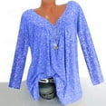 thumbnail image 2 of JINMGG Womens Tops,Women Plus Size Long Sleeved V-Neck Print Blouse Pullover Tops Shirt,Blue XXL, 2 of 8