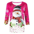 thumbnail image 4 of Bcresic Women's Christmas Snowman Tops Womens Crewneck 3/4 Sleeve Tshrit Cute Xmas Tree Snowflake Graphic Shirts Trendy Festival Printed Tunic Top Fall Basic Tee Casual Blouses,Hot Pink,Medium, 4 of 6