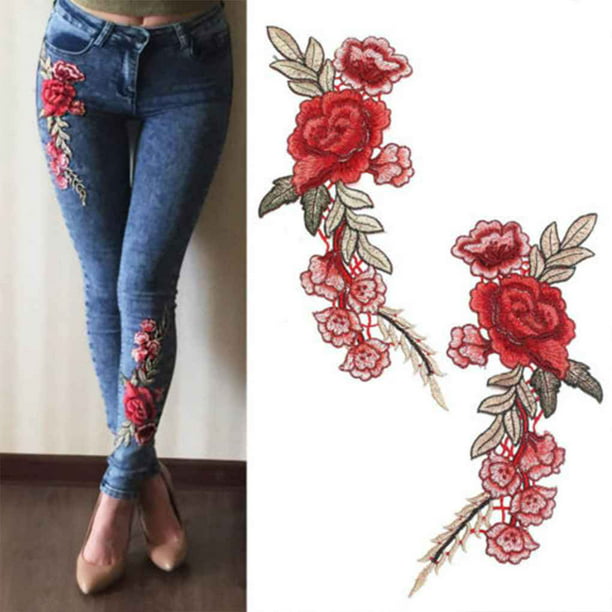 Mainstream schermutseling Hover 1 Pair DIY Rose Flower Embroidered Patches Sew On Patch Applique For Jeans  Pants - Walmart.com
