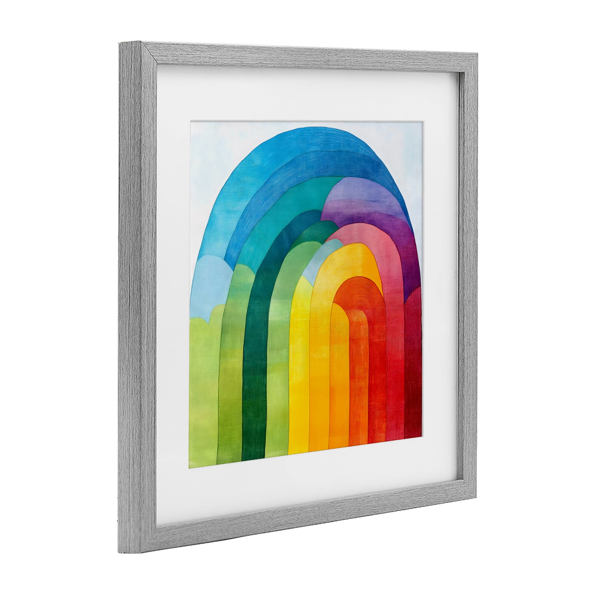 Stupell Industries Vibrant Rainbow Arch Abstraction Gray Framed Print Under Glass, design by Creative Studio