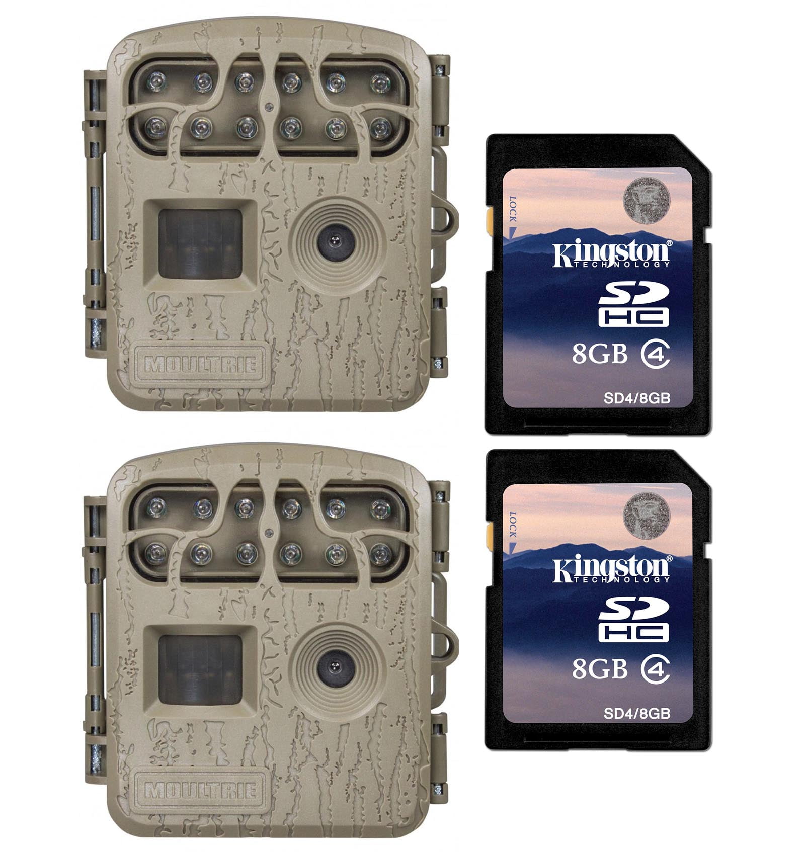 Moultrie Spy Micro Hunting Game Camera (2 Pack) + 2 SD Memory Cards (2