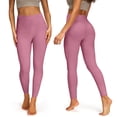 thumbnail image 6 of No Front Seam Yoga Pants Womens with Wide Waistband - Tummy Control Workout Leggings, Squat Proof & High Waisted Pink XL 23" Inseam, 6 of 6