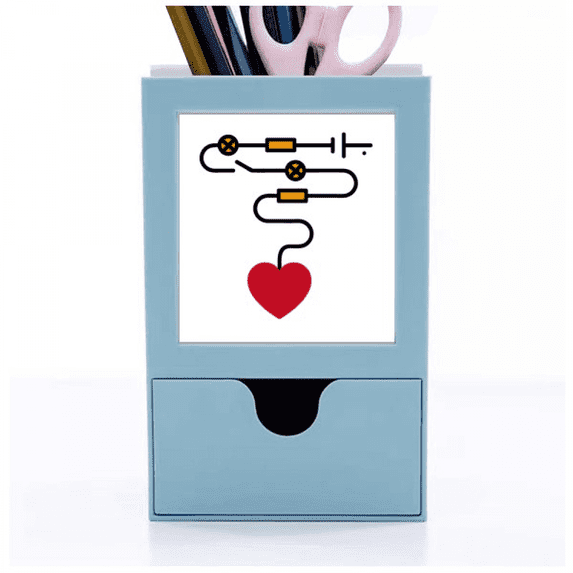 Heart Circuit Power Switch Desk Supplies Organizer Pen Holder Card