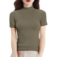 thumbnail image 4 of Summer Tops for Women Short Sleeve Mock Neck Sweater Top Turtleneck Pullover Shirt Fashion, 4 of 6