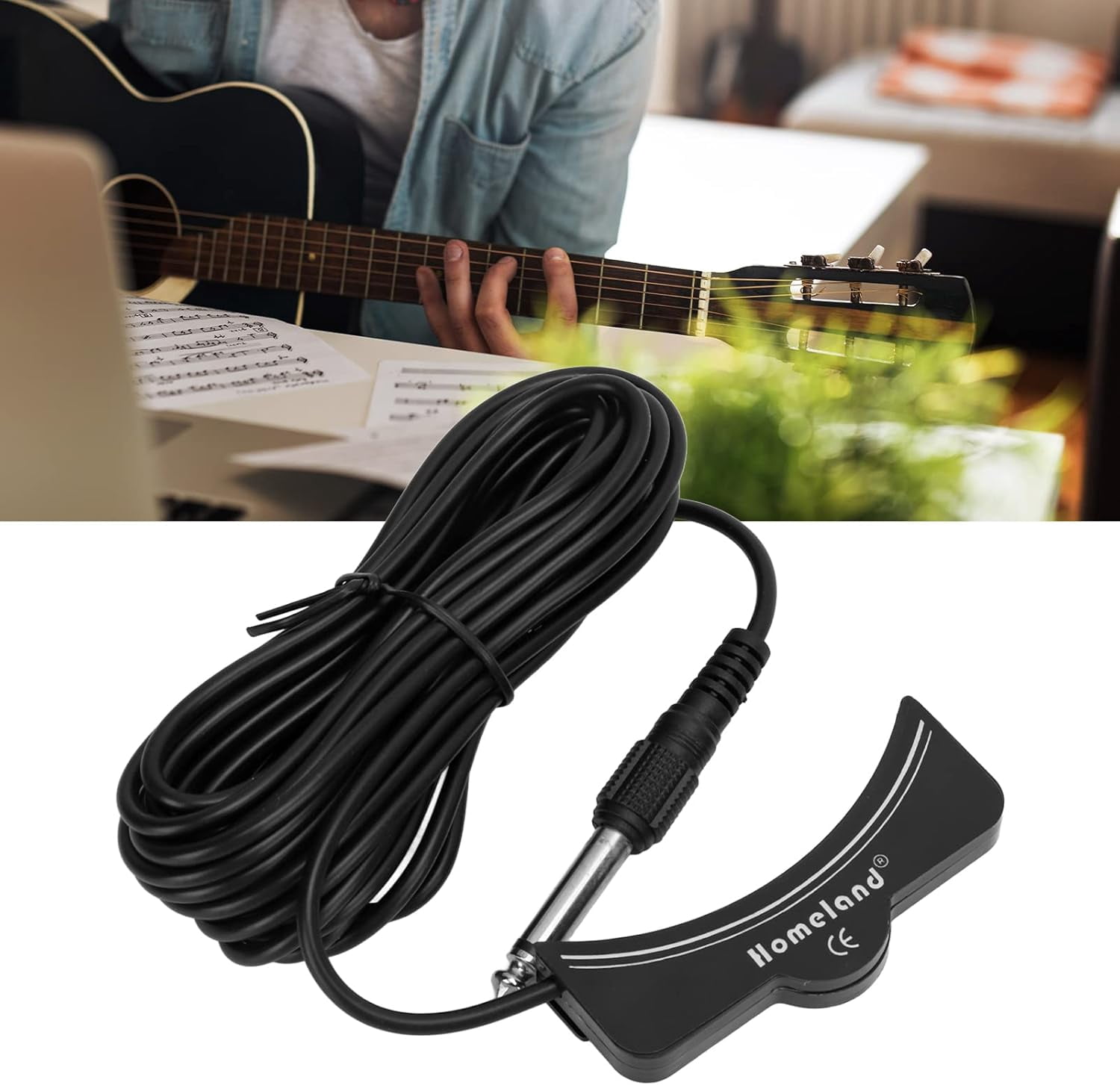 Acoustic Guitar Sound Hole Pickup High Sensitivity Magnetic Transducer Low Noise With Audio Cable For Classical Folk Guitars Black