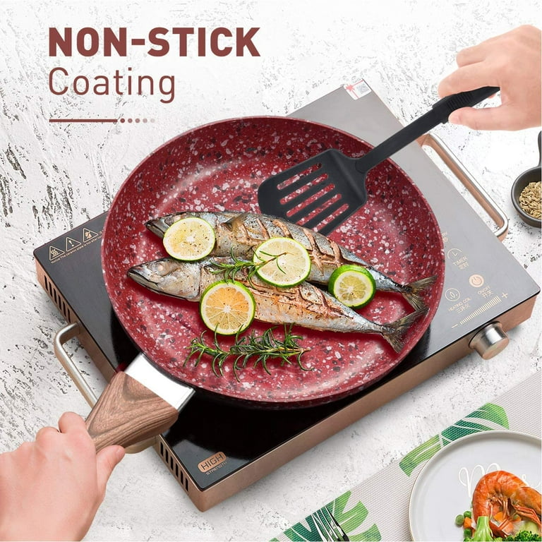 KOCH SYSTEME CS koch systeme cs csk 11+12in nonstick frying pan sets with  glass lids-cookware sets with stone-derived ultra nonstick coating