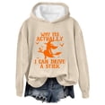 thumbnail image 2 of YVNAURA Graphic Halloween Sweatshirts for Women Why Yes Actually I Can Drive A Stick Long Sleeve Crew Neck Pullover Tops Round Neck Sassy Broomstick Fall Fashion Clothes, Beige,S, 2 of 4