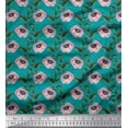 thumbnail image 1 of Soimoi Green Cotton Poplin Fabric Leaves & Anemone Floral Printed Craft Fabric by the Yard 58 Inch Wide, 1 of 3