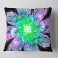 thumbnail image 2 of Designart Green Purple Fractal Flower Petals Close up - Floral Throw Pillow - 18x18, 2 of 5
