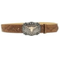 thumbnail image 7 of Jiibva Cowboy Buckle Belt Vintage Western Printed Belt Western Leather Bull Head Buckle Belt Engraved Floral Bull Belt for Men Women, 7 of 7