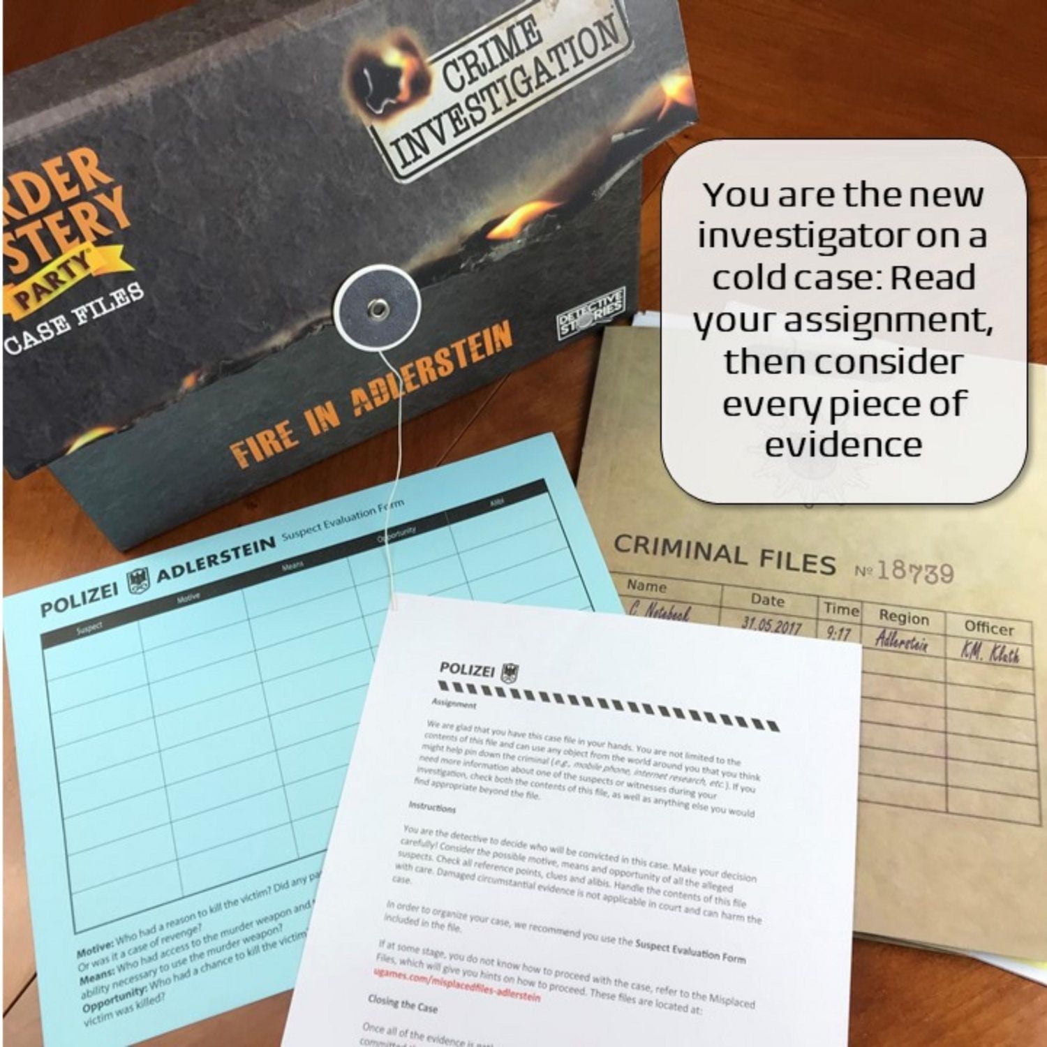 Murder Mystery Fire in Alderstein Case File