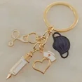 thumbnail image 1 of Classic Medical Series Key Chains Metal Syringe Stethoscope Mask Nurse Cap Pendant Car Keyring  Accessories Doctor Souvenir Gift, 1 of 7