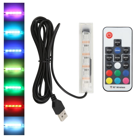 Micro Aquarium Lumière avec Télécommande, Lampe LED Colorée pour Aquarium Paysager, Petit et Exquis (Lumières Télécommandées Ligne Noire)