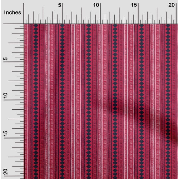 oneOone Viscose Chiffon Fabric Stripe & Diamond Block Print Fabric BTY 42 Inch Wide