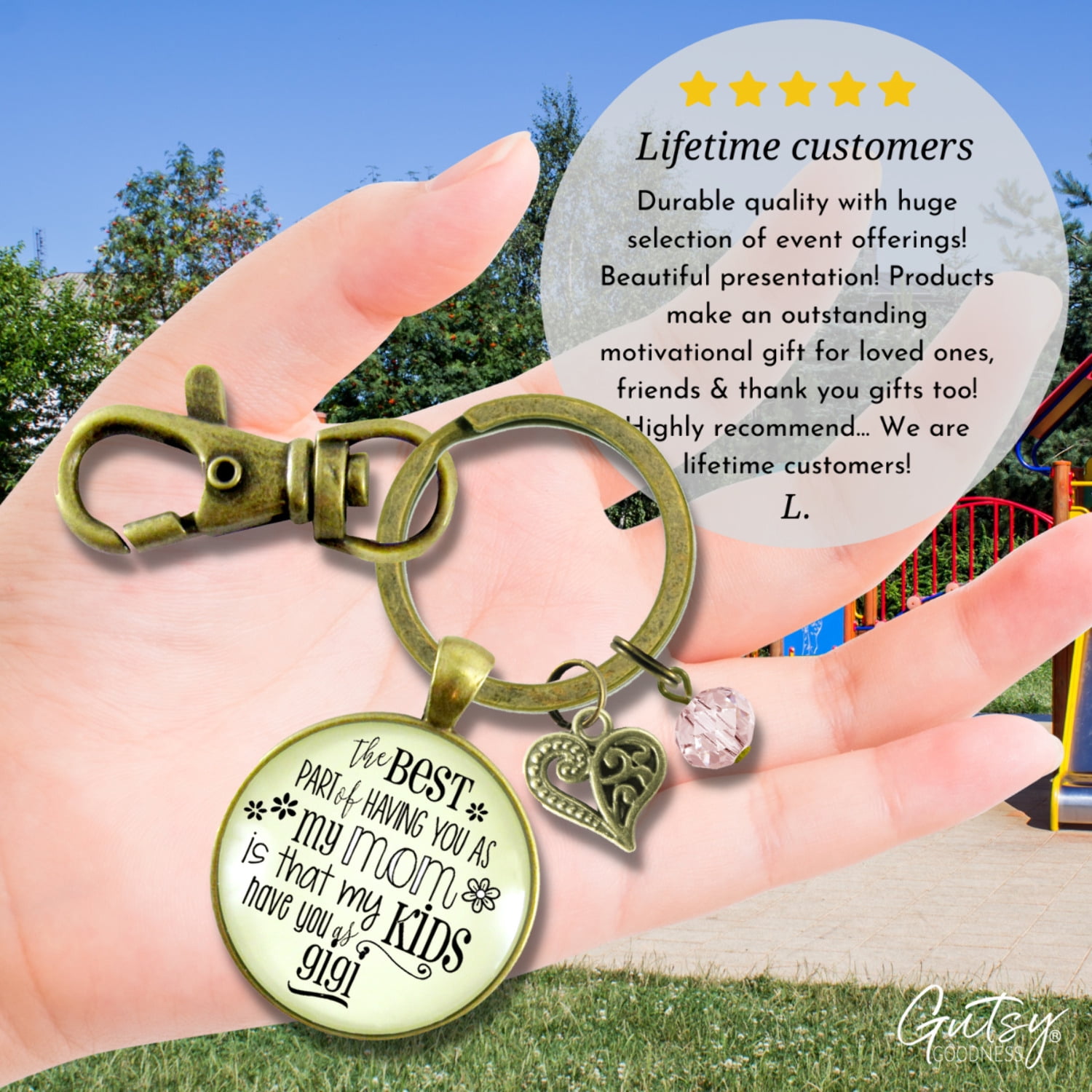 Gigi Keychain Gutsy Goodness Bronze Metal Best Part Mom Kids Have Grandma Adult Female Jewelry Gift from Daughter