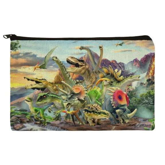 Dinosaurs Jurassic Dinosaurious Stampede Pencil Pen Organizer Zipper Pouch Case