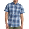 G.H. Bass & Co. Mens Short Sleeve Propel Trail Flex Shirt (Indigo Sky Plaid, Large)