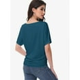 thumbnail image 4 of Women's Dolman Top Boat Neck Short Sleeve Solid Tees Casual T Shirt with Side Shirring Detail, 4 of 7