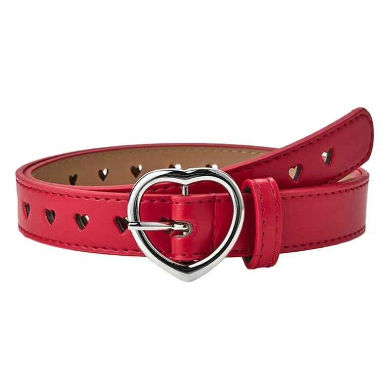 PU Leather Child Belt Kids - Lovely Hollow Heart Grommet PU