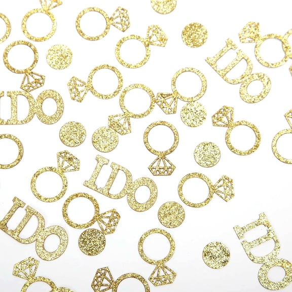 Gold Wedding Table Confetti,Glitter Paper Diamond Ring Confetti, Engagement Party Table Scatter,Bachelorette Bridal Shower Party Decorations