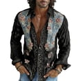 thumbnail image 2 of Fsmtpdam Cotton Hawaiian Shirts for Men Floral Button Down Collared Long Sleeve Boho V Neck Vintage Top Lightweight Summer Beach Holiday Relaxed Fit Vacation Tees, 2 of 5