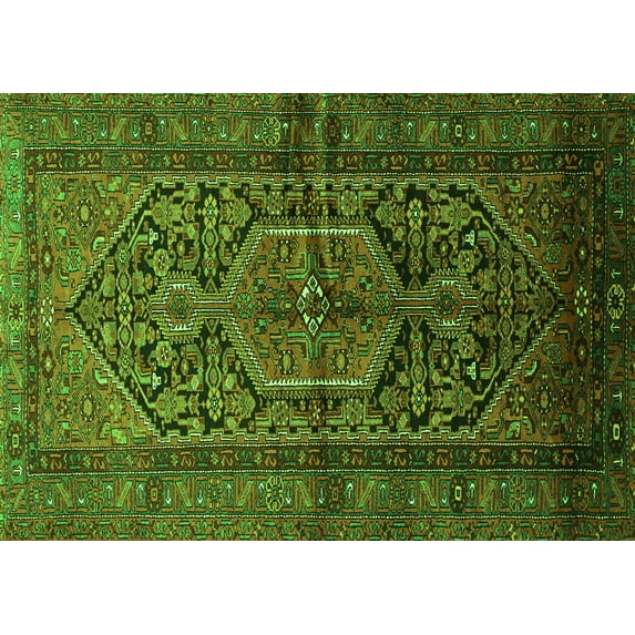 Ahgly Company Indoor Rectangle Persian Green Traditional Area Rugs, 7' x 10'
