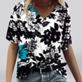 thumbnail image 1 of Fiudx Ropa de Mujer Camisetas Holgadas de Manga Corta con Cuello En V Informales con Estampado de Moda para Mujer, 1 of 4