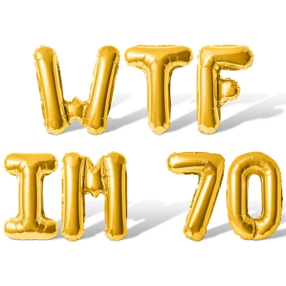 Letter Balloons - WTF IM 70 16" Inch Alphabet Letters Foil Mylar Balloon 70th Birthday Party Banner (Gold)
