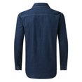 thumbnail image 5 of Rigardu shirts for men Men Long Sleeve Autumn Winter Casual Denim Shirts Fashion Top Blouse Shirts mens shirts Dark blue + L, 5 of 7