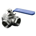 thumbnail image 3 of Ball Valve 304 Stainless Steel 1/4 3/8 1/2 3/4 1" 2" Female Full Port T/L-Port 3 Way Ball Valve Connector Adapter For Water Oil Air Gas ,Safe Mode, 3 of 7
