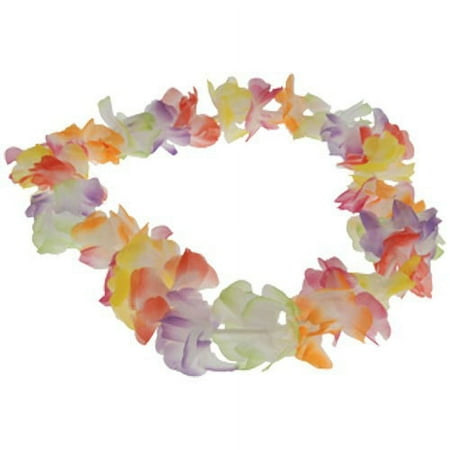 U. S. Toy Medium Petal Bright Color Luau Party Hawaiian Hula Girl 38" Fabric Lei, Rainbow