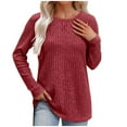 thumbnail image 5 of biudgviw Sweater for Women Crew Neck Ribbed Casual Pullover Shirts Long Sleeve Loose Fit Lightweight Fall Clothings Blouses, 5 of 6