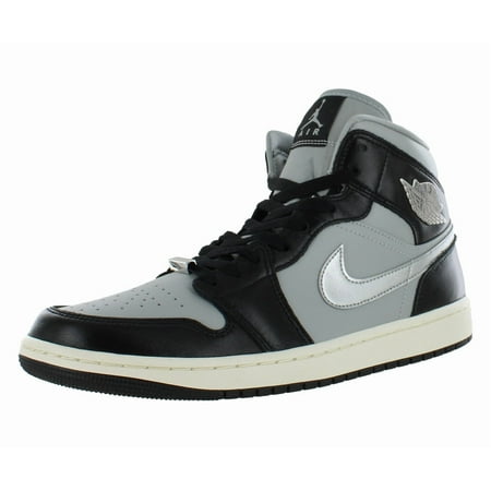 Nike Air Jordan 1 Mid SE Black/Metallic Silver FB9892-002 Women's Size 7 Medium