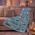 thumbnail image 6 of Construction Vehicle Playful Cartoon Pattern, Festive Holiday Scene, Warm Flannel Blanket for Living Room and Family Room, Art Lovers Housewarming Gift, Festive Home Decor, 6 of 9