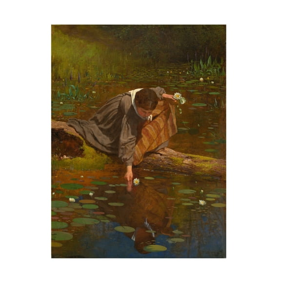 Eastman Johnson 'Gathering Lilies, 1865' Canvas Art - 14 x 19 Inches
