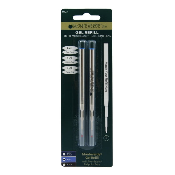 Monteverde Gel Ballpoint Refill to fit Montblanc Blue Fine - 2/package